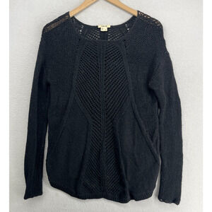 HELMUT LANG Sweater Womens M Alpaca Chainette Crochet Long Sleeve Pullover Black